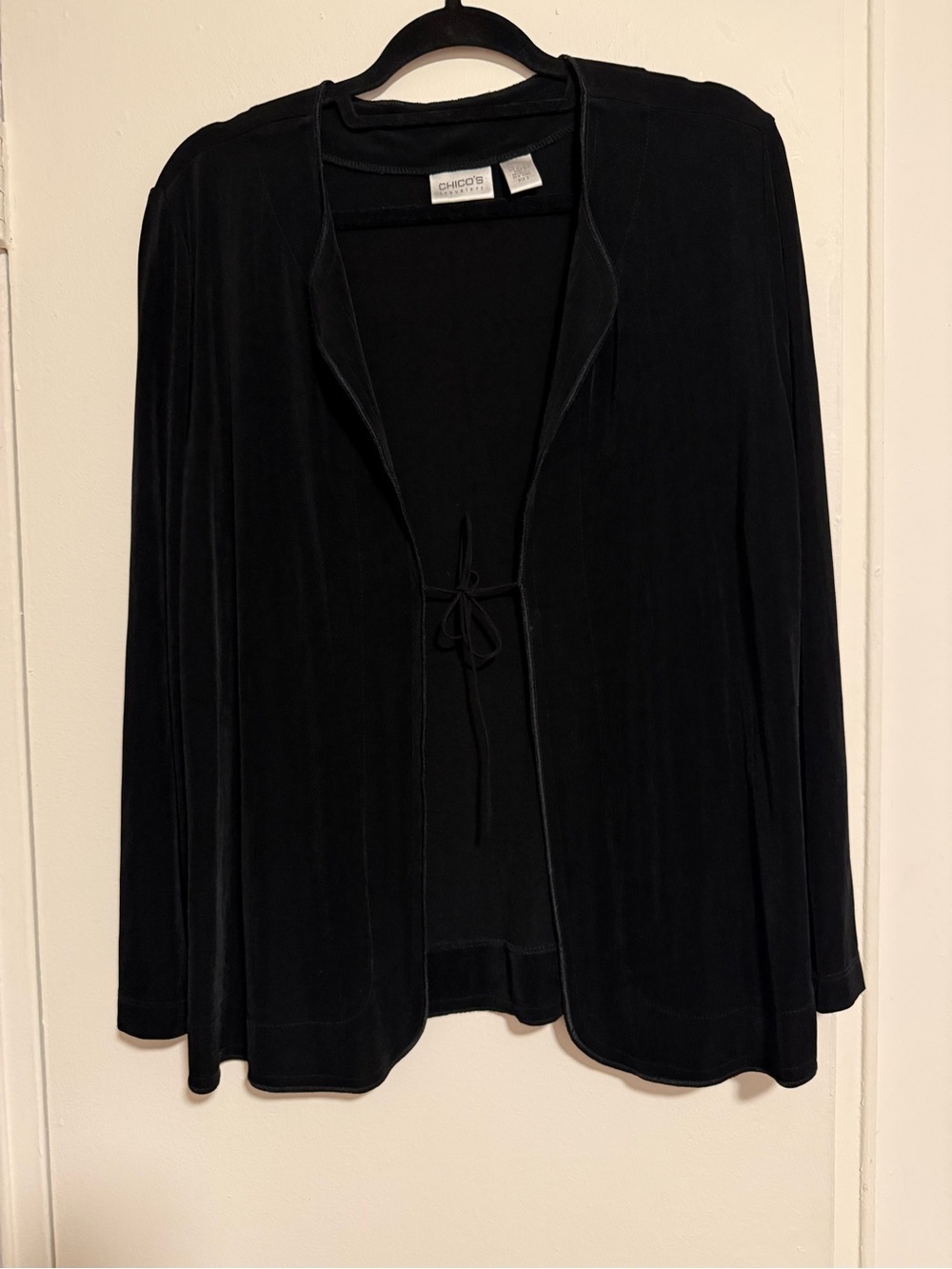Chico's Black Tie-Front Open Cardigan Size 3